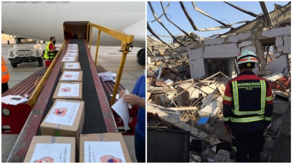 بالصور/ الجيش: وصول 12 طناً من المواد والمعدات الطبية على متن طائرة أرمنية وفريق بحث وإنقاذ على متن طائرة إسبانية