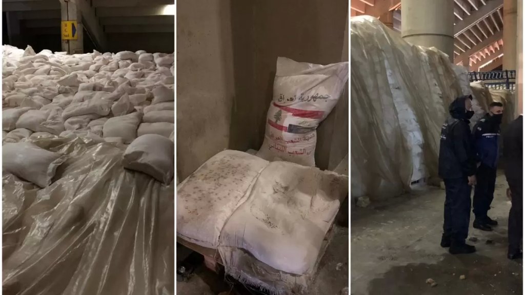 بالصور/ آلاف الأطنان من الطحين المرسلة من دولة العراق مخزّنة بشكل سيئ في مستودعات المدينة الرياضية 