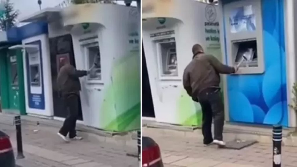 بالفيديو/ حمل مطرقة وحطم أجهزة الصراف الآلي في الشارع.. هكذا احتج تركي على الوضع الإقتصادي وعجزه عن تسديد الديون!