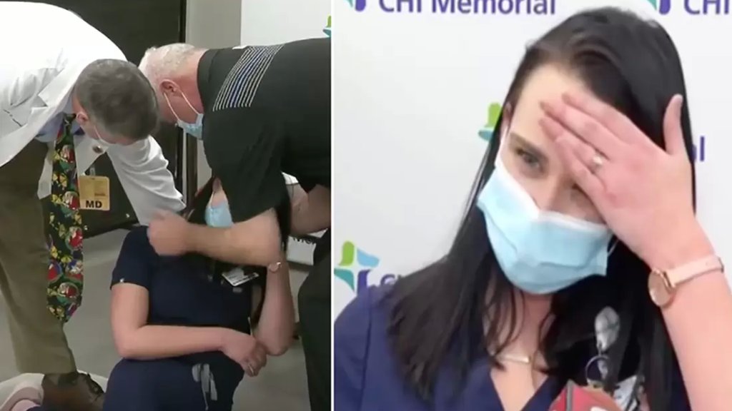 بالفيديو/ ممرضة أميركية تسقط أرضاً خلال مقابلة بعد تلقيها لقاح كورونا! وعلقت لاحقاً "حالتي جيدة"