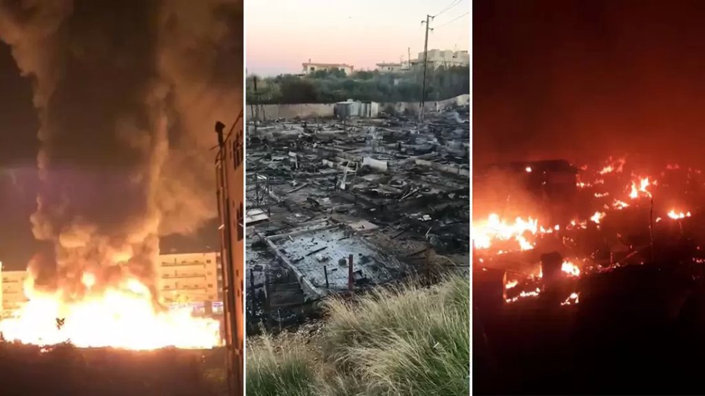 بالفيديو/ هكذا بدا مخيم المنية بعد إضرام النيران فيه ليلاً.. الخيم أحرقت بالكامل!