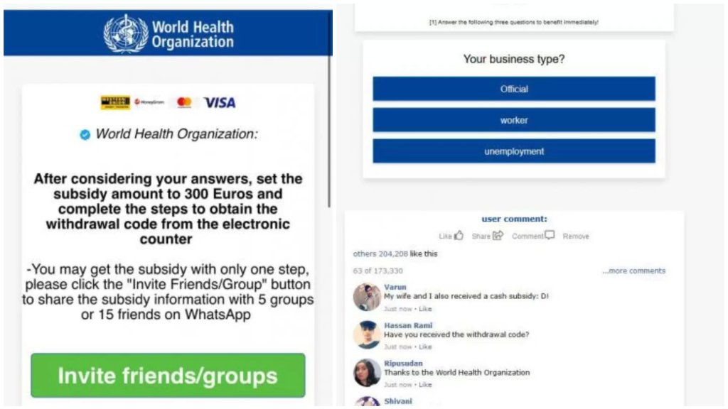 قوى الأمن: إحذروا  من رسالة نصّيّة وهمية عبر تطبيق واتساب تدعو المتلقّي إلى التسجيل في برنامج لمنظمة الصحة العالمية للحصول على مبلغ 500 يورو..قد تهدف الى سحب المعلومات من جهاز المتلقّي