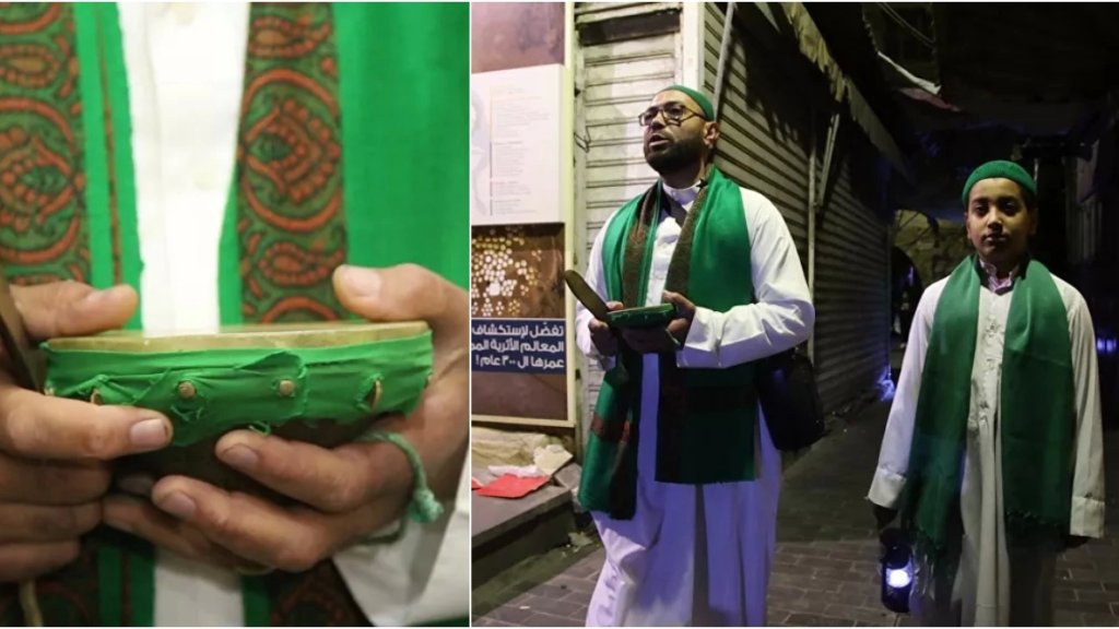 بالصور والفيديو/ "المسحراتي" محمود يجول في مدينة صيدا برفقة نجله لإيقاظ الناس للسحور: ورث هذه العادة من والده الذي عمل كمسحراتي طوال 50 عاماً!