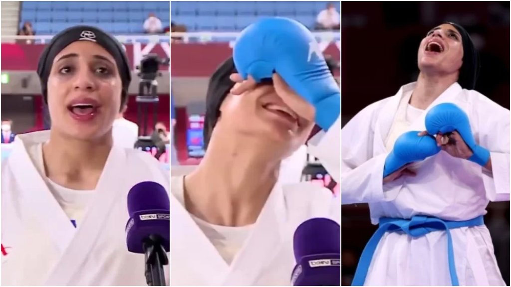 بالفيديو/ بعدما أهدت مصر الميدالية الذهبية في الكاراتيه في أولمبياد طوكيو.. البطلة فريال عبدالعزيز باكية بعد تتويجها: شكرً لأمي، أمي، أمي، ده إنجازك والله