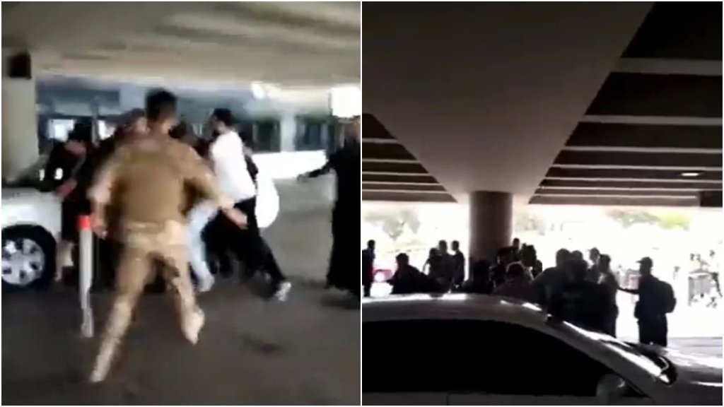 بالفيديو/ إشكال وتضارب في باحة الخروج من مطار بيروت الدولي وسط تدخل لعناصر الجيش
