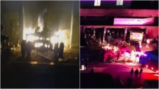 بالصور/ إنفجار تلاه اندلاع حريق داخل محل تصنيع صناديق شاحنات في البداوي