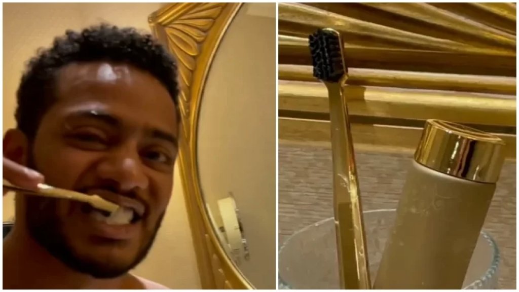 محمد رمضان يتفاخر بمعجون أسنانه المصنوع من الذهب عيار 24 ويثير ردود فعل!