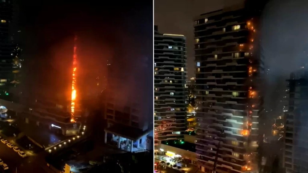 بالفيديو/ النيران تلتهم مبنى ضخم مكوّن من 24 طابقًا في اسطنبول