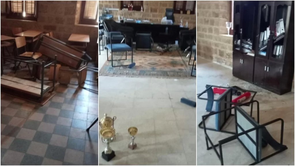 بالصور/ مجهولون اقتحموا ثانوية القبة في حي الأميركان وحطّموا محتوياتها وألقوا قتبلة مولوتوف احتجاجًا على مقتل التلميذة ماغي محمود