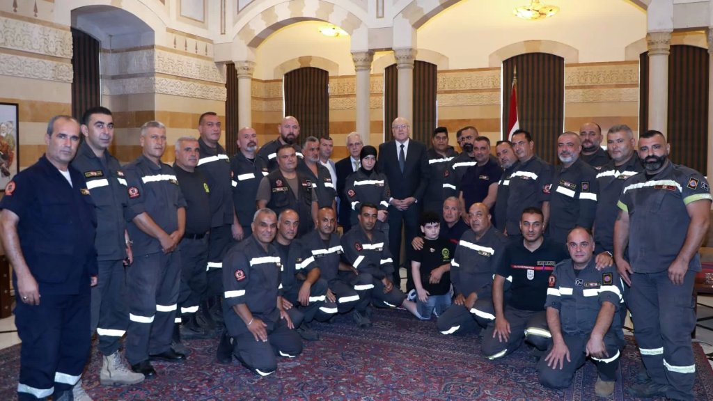 ميقاتي يبلغ متطوعي الدفاع المدني بصدور مرسوم تثبيتهم في الجريدة الرسمية اليوم