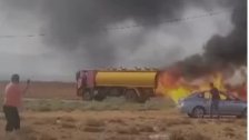بالفيديو/ اندلاع النيران بصهريج محروقات في حوش السيد علي - الهرمل
