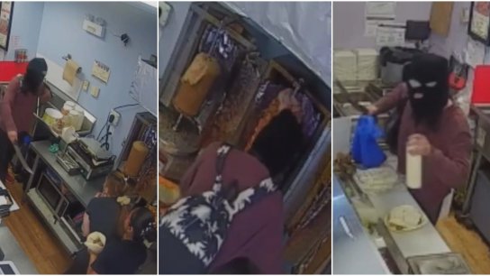 بالفيديو/ ملثم اقتحم مطعمًا بسيف وسرق شاورما وSauce وفرّ... حادثة سرقة غريبة في كندا!