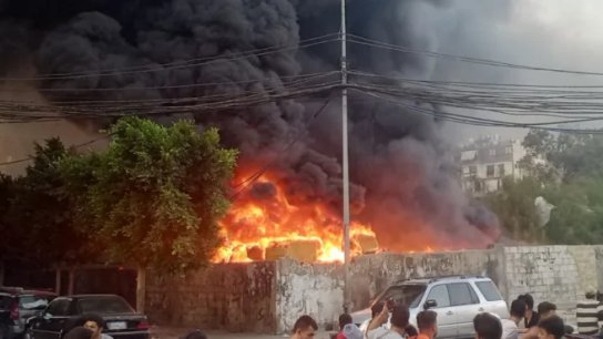 بالفيديو/ حريق كبير في منطقة أرض جلول &ndash; الطريق الجديدة