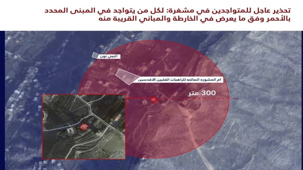 &zwnj;&lrm;بالصور/ تهديد وإنذار اسرائيلي باستهداف مبان في قرية مشغرة