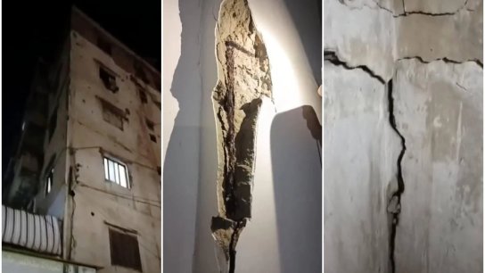 بالصور/ عائلات تخلي منازلها في مبنى على أوتستراد البداوي خوفا من انهيار محتمل