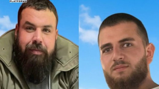 مسعفا الهيئة الصحية الشهـيدان علي حسن منصور وعلي قاسم ناجي اللذان ارتقيا جراء استهداف نقطة للهيئة ليلة أمس في حاريص