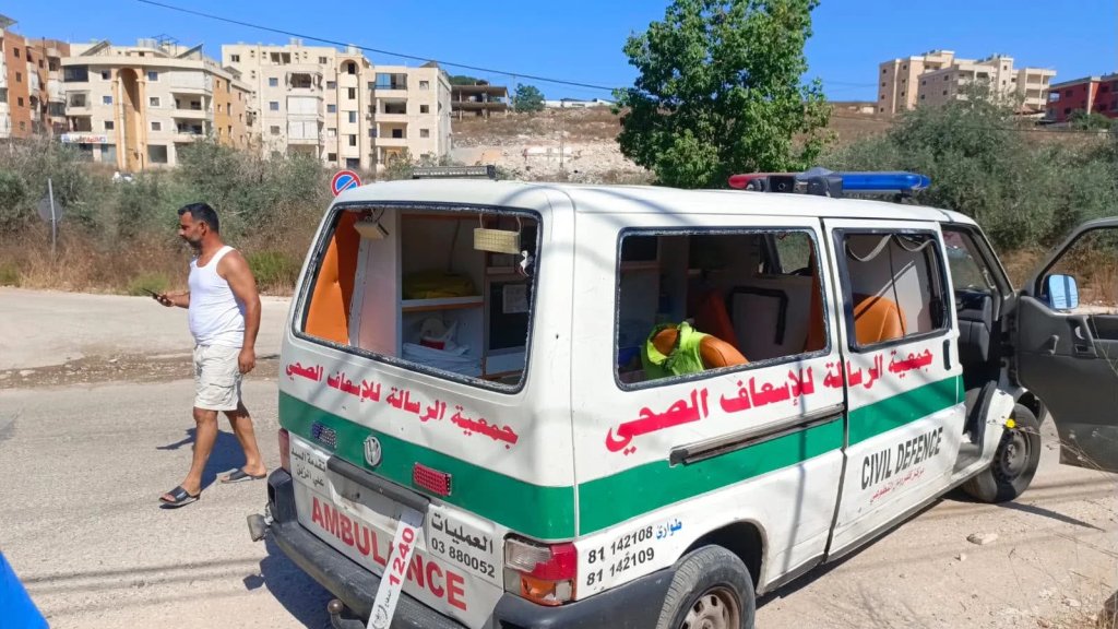 الصحة: إصابة مواطنين اثنين باستهداف إسرائيلي لمسيرة في النبطية وتضرر سيارة إسعاف للرسالة